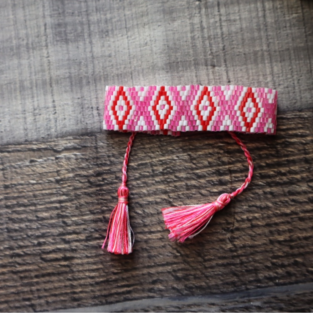 Pink and Red Miyuki seed bead Bracelet